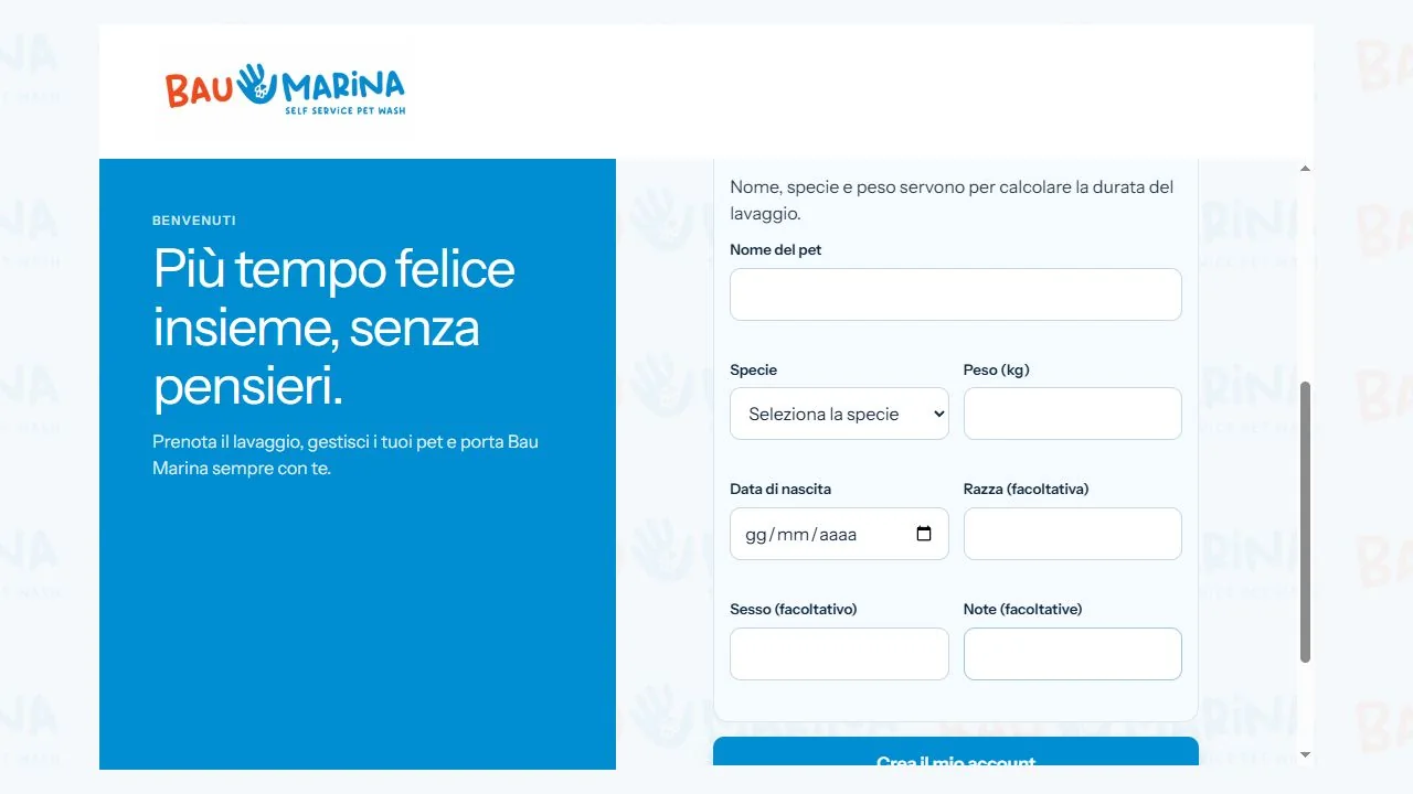 Registrazione e profilo in Baumarina