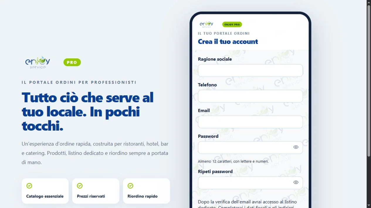 Registrazione e profilo in EnjoyPro